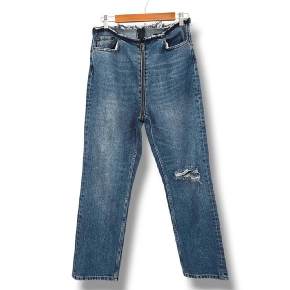 BDG Urban Outfitters Distressed High Waist Straight Leg Jeans Full Zip W29